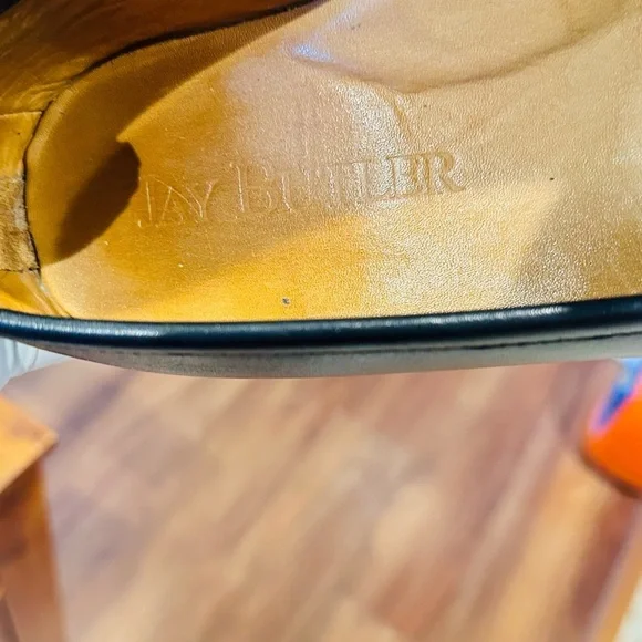 Jay Butler’s Horse Bit Black Leather Loafers with Gold Buckle. - Picture 12 of 13